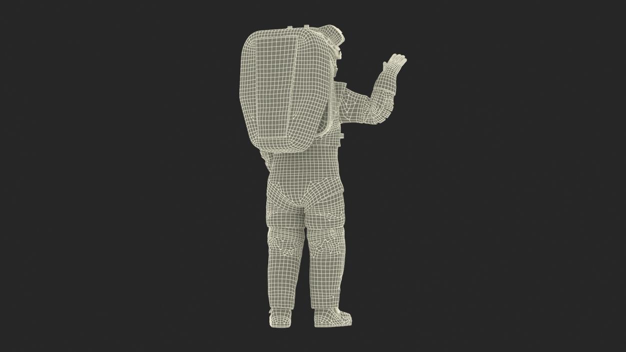 Modern NASA Spacesuit Axiom on Astronaut Waving Pose 3D