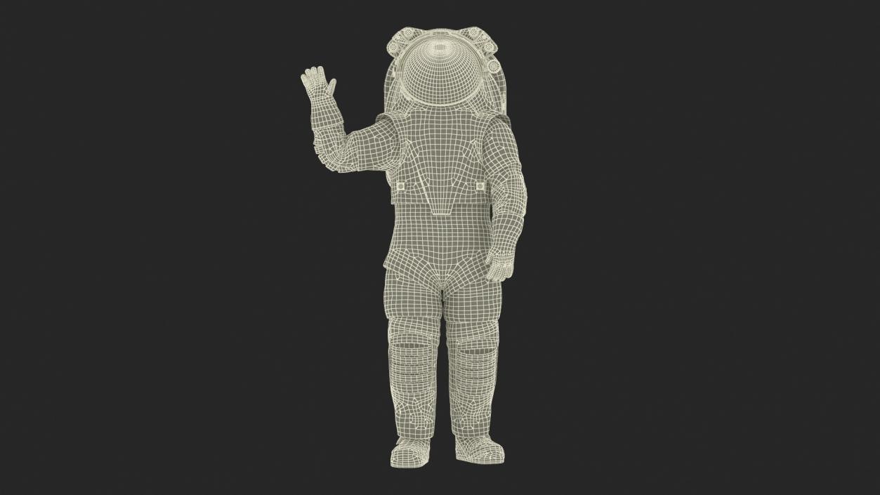 Modern NASA Spacesuit Axiom on Astronaut Waving Pose 3D