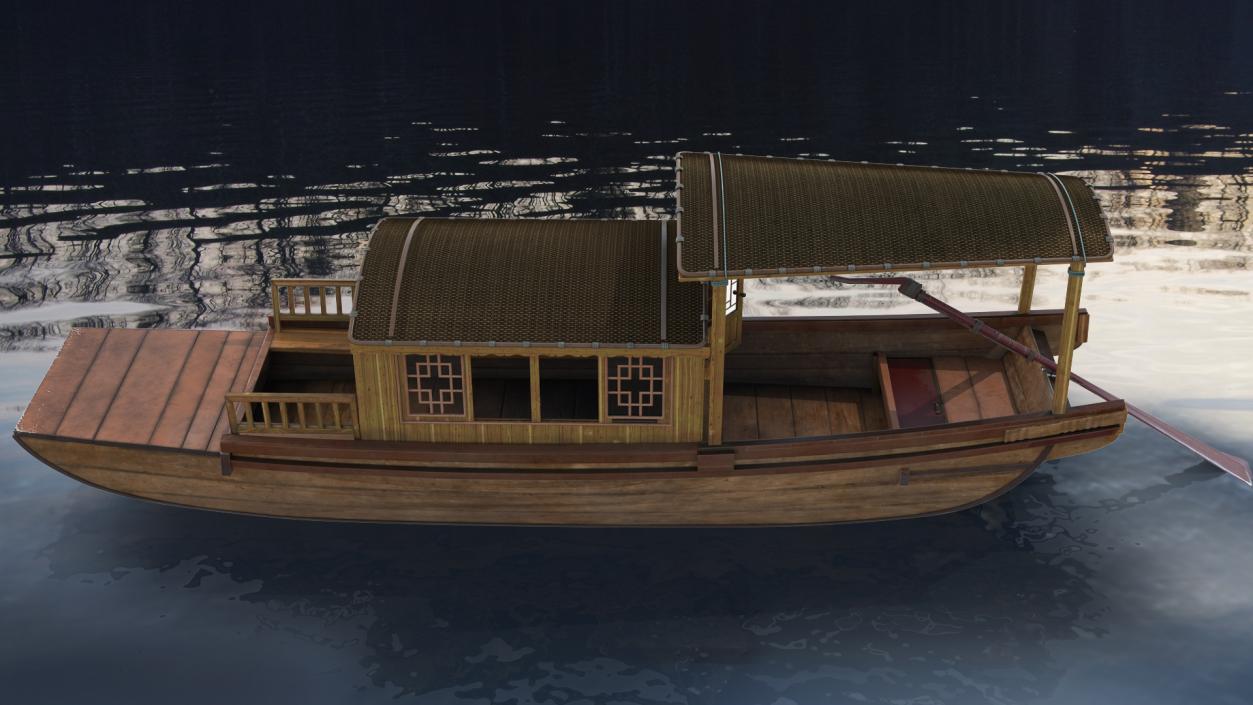 3D Traditional Chinese Wooden Passenger Boat