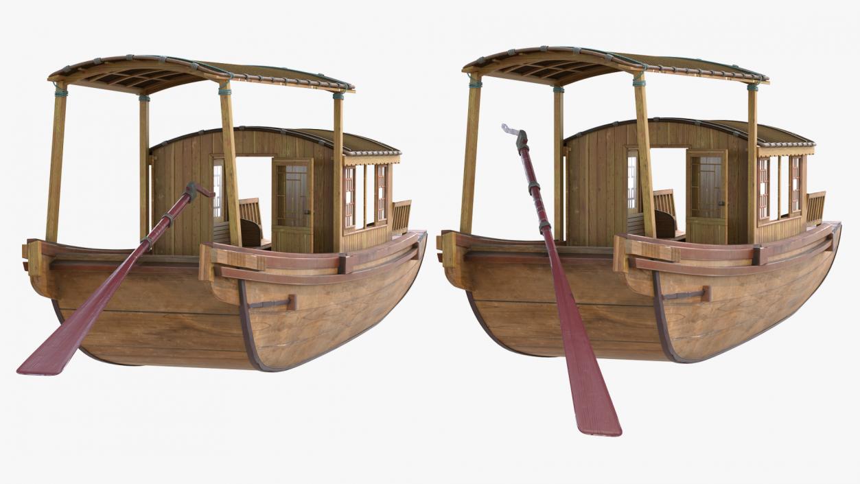 3D Traditional Chinese Wooden Passenger Boat