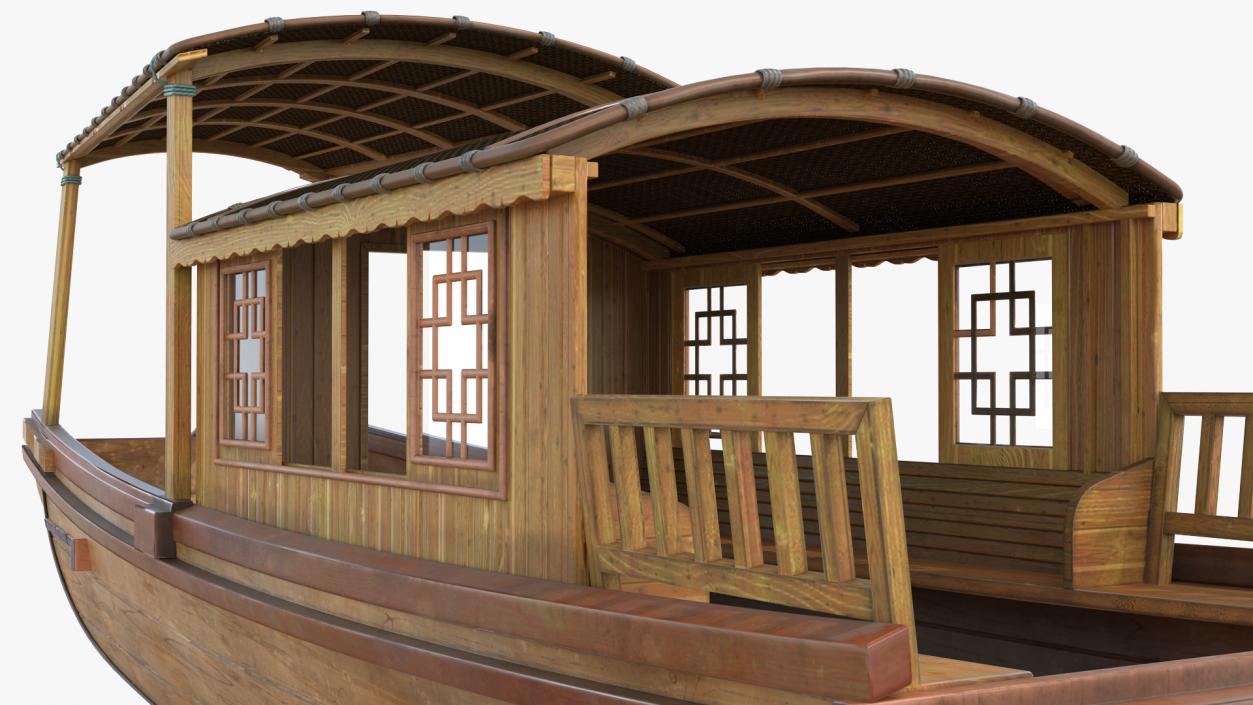 3D Traditional Chinese Wooden Passenger Boat