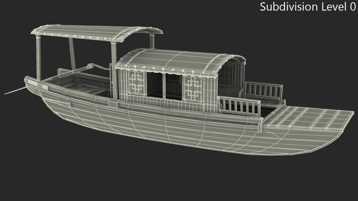 3D Traditional Chinese Wooden Passenger Boat