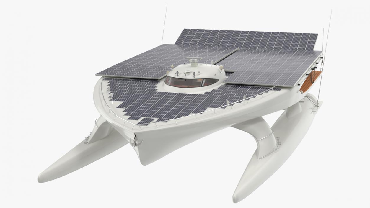 Solar Powered Yacht Simple Interior Rigged 3D