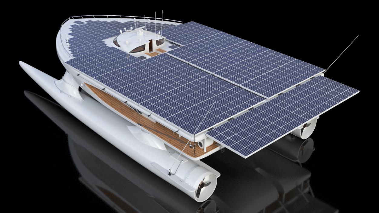 Solar Powered Yacht Simple Interior Rigged 3D