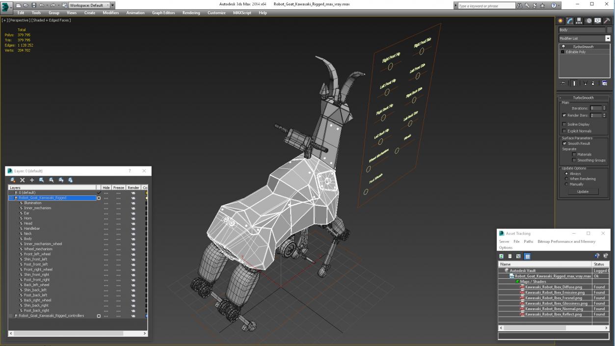 3D Robot Goat Kawasaki Rigged