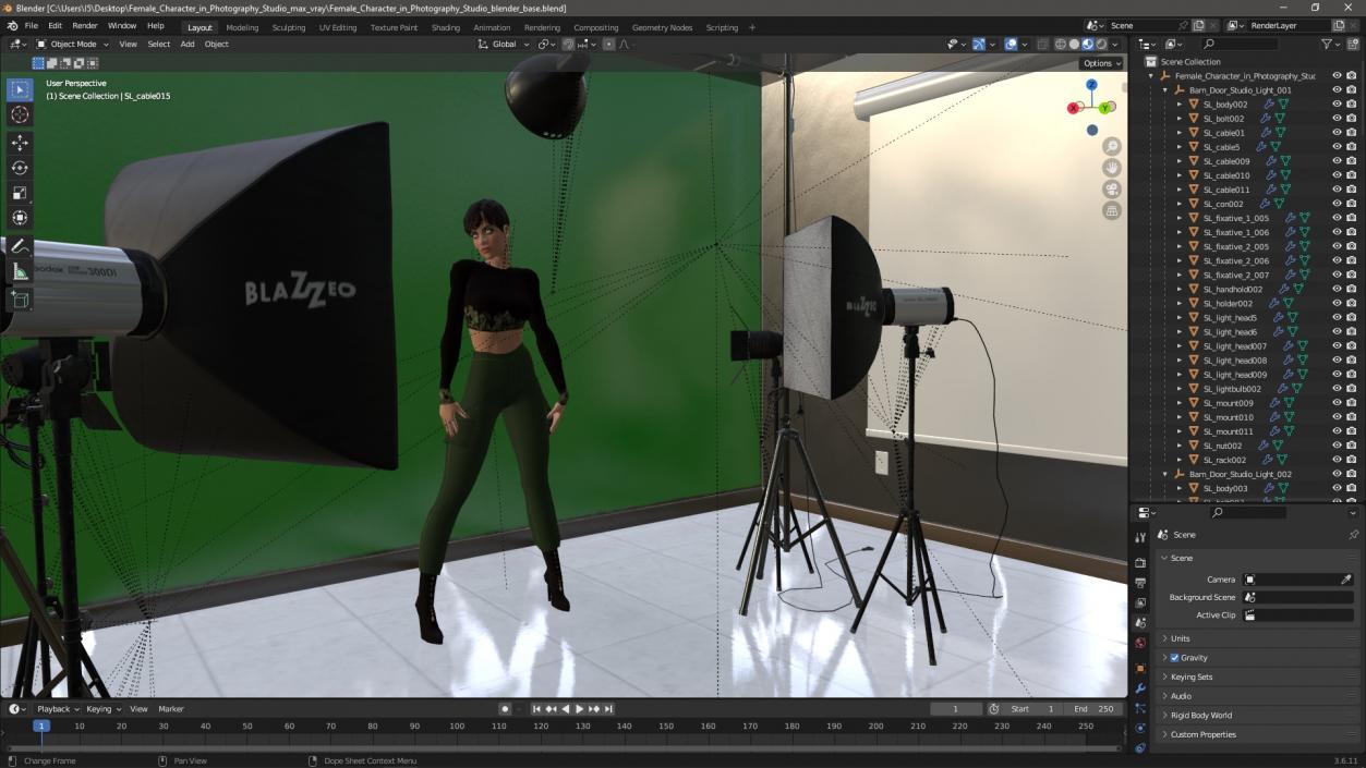 3D Female Character in Photography Studio model