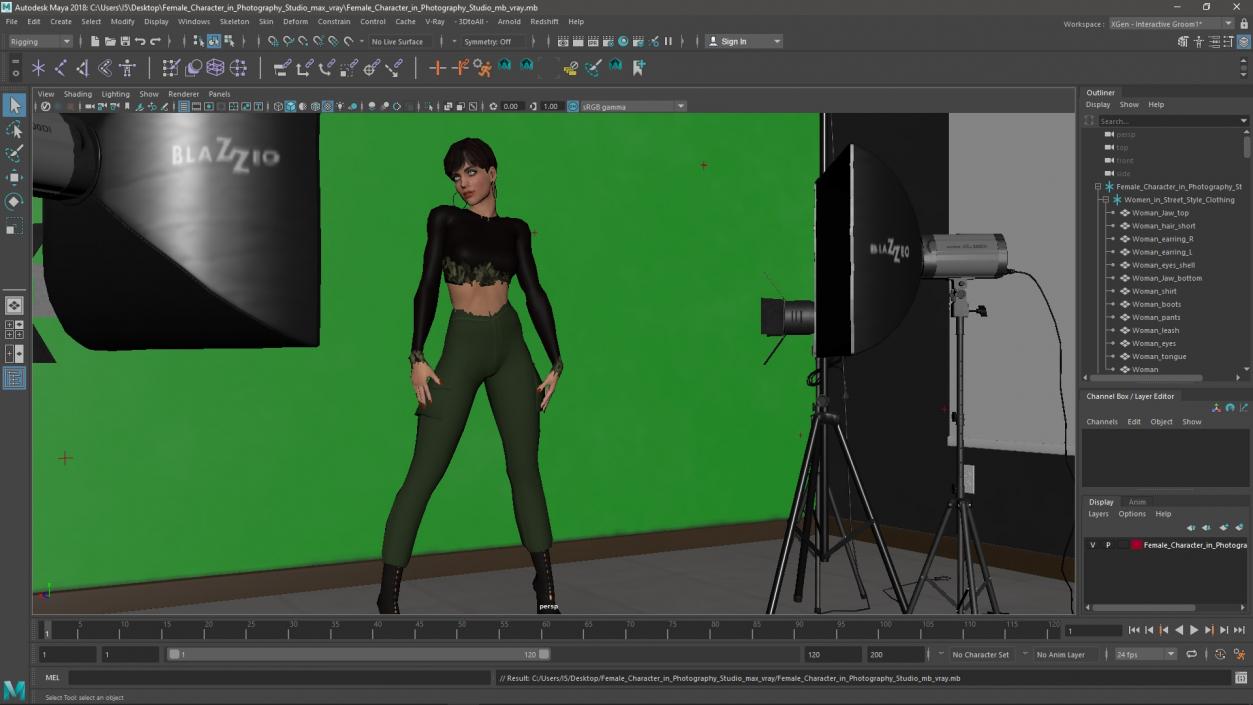 3D Female Character in Photography Studio model