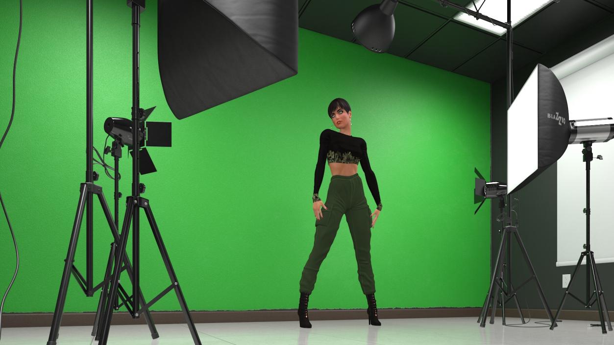 3D Female Character in Photography Studio model