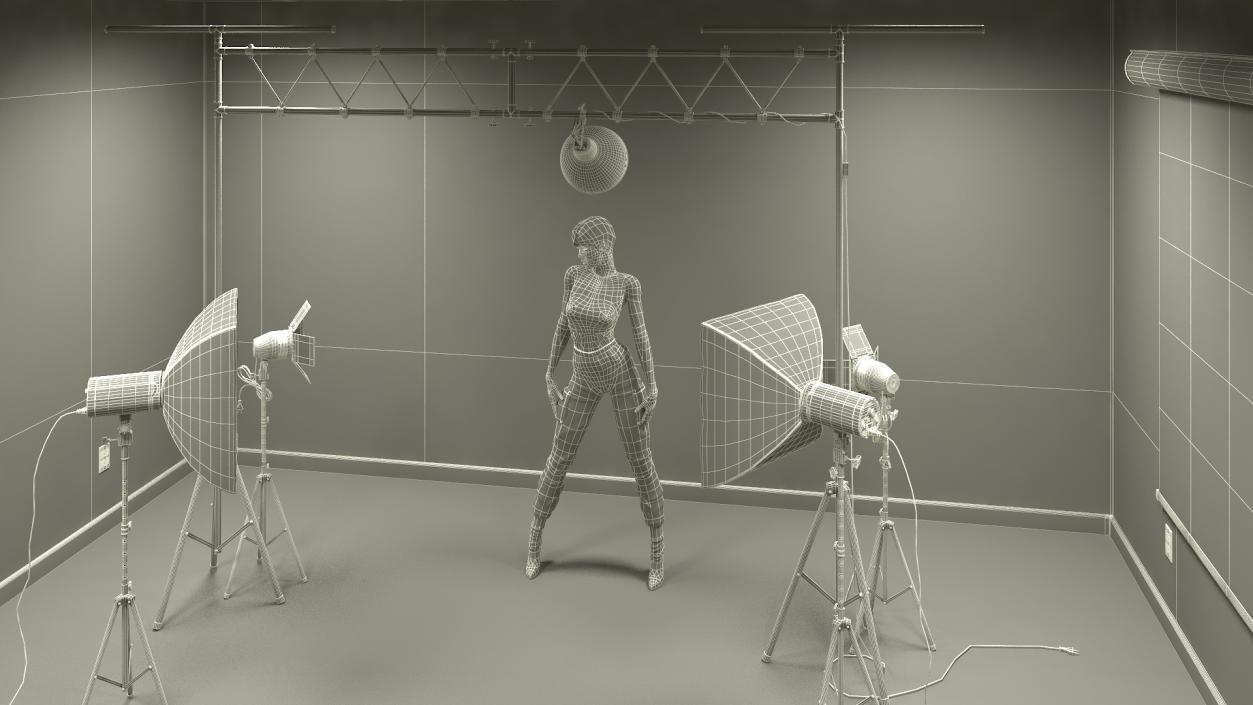 3D Female Character in Photography Studio model