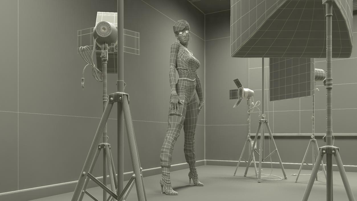 3D Female Character in Photography Studio model