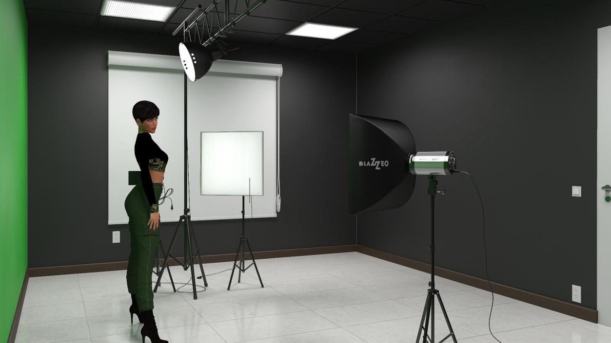 3D Female Character in Photography Studio model