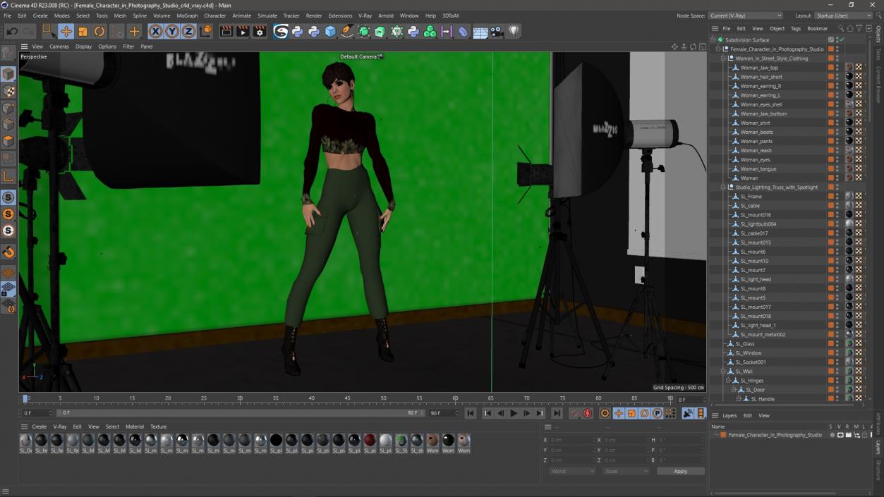 3D Female Character in Photography Studio model