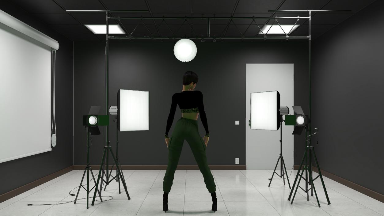 3D Female Character in Photography Studio model