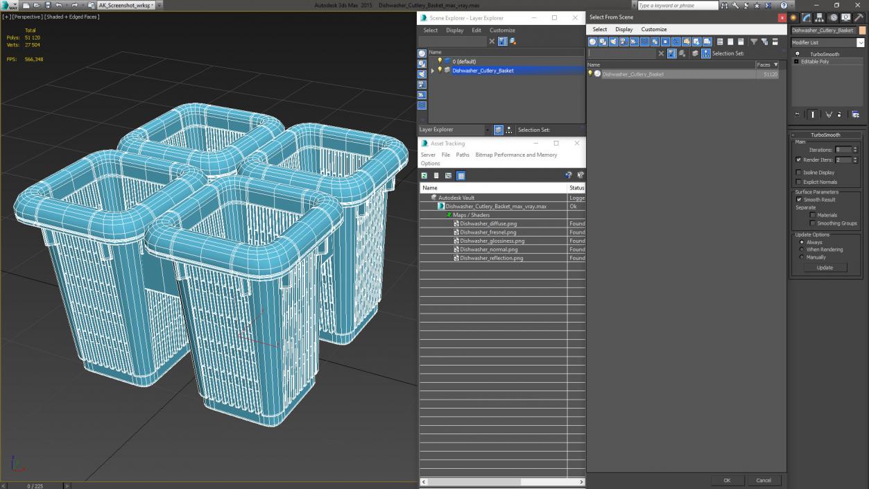 3D model Commercial Dishwasher with Dishes Rigged