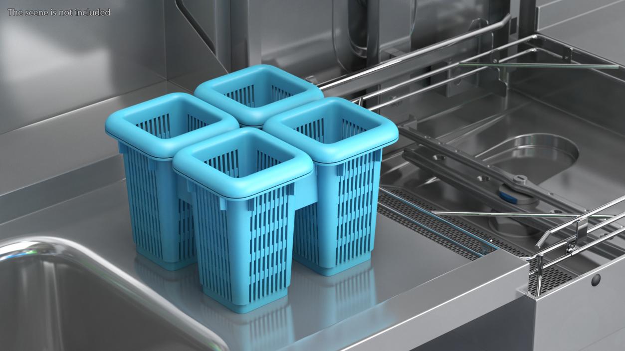 3D model Commercial Dishwasher with Dishes Rigged