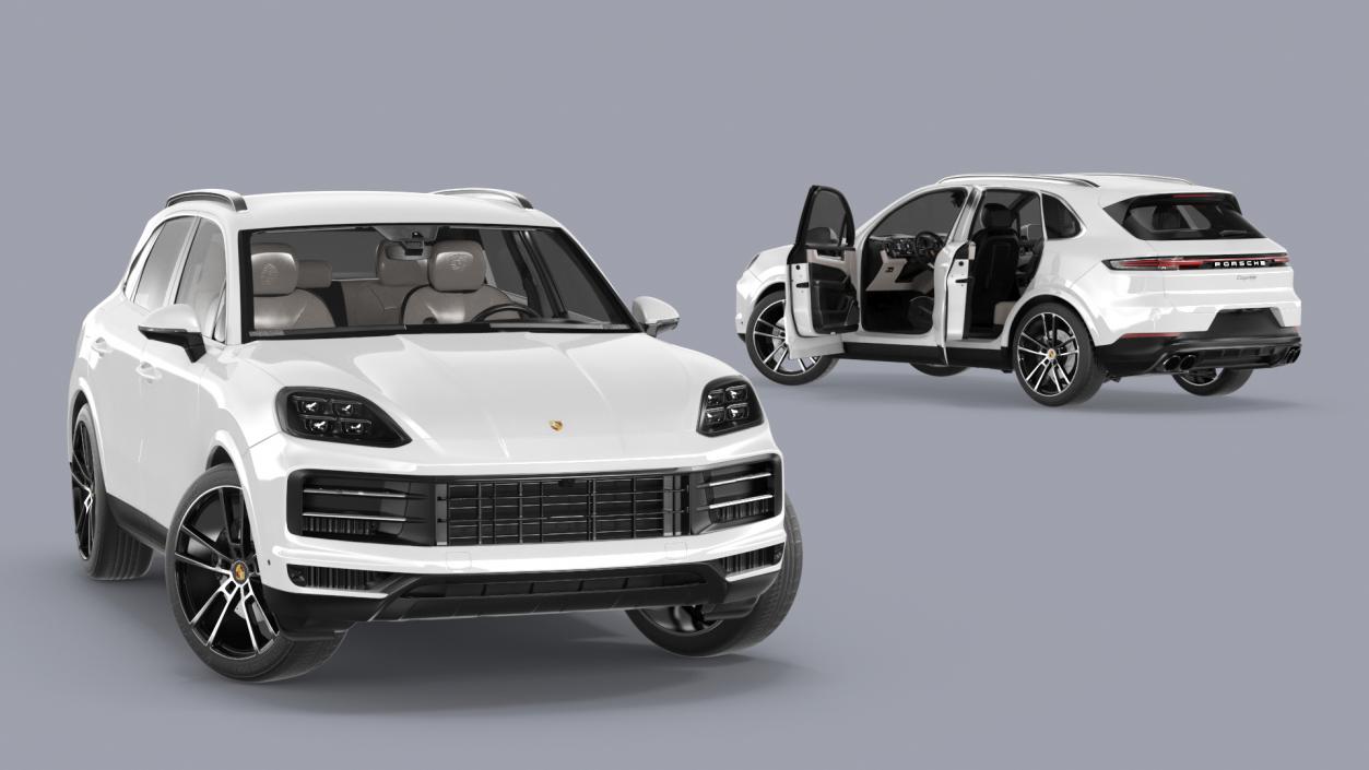 Porsche Cayenne 2024 Luxury SUV White Rigged 3D model