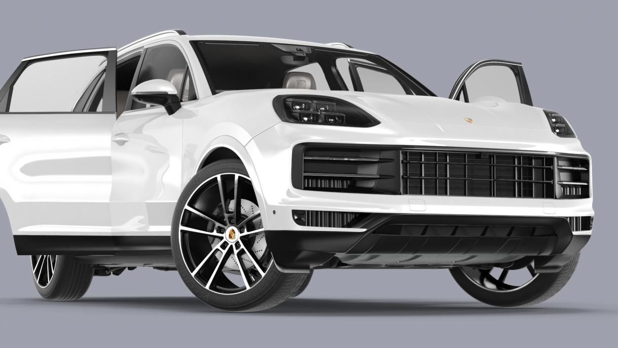 Porsche Cayenne 2024 Luxury SUV White Rigged 3D model