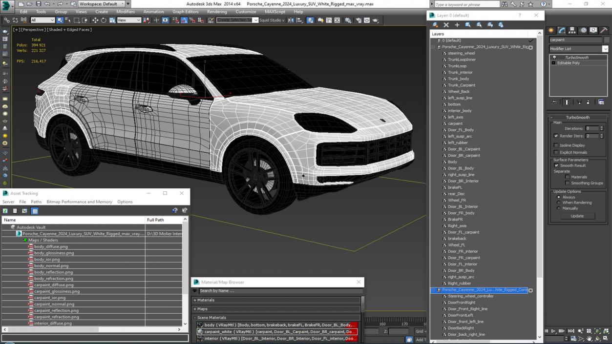 Porsche Cayenne 2024 Luxury SUV White Rigged 3D model