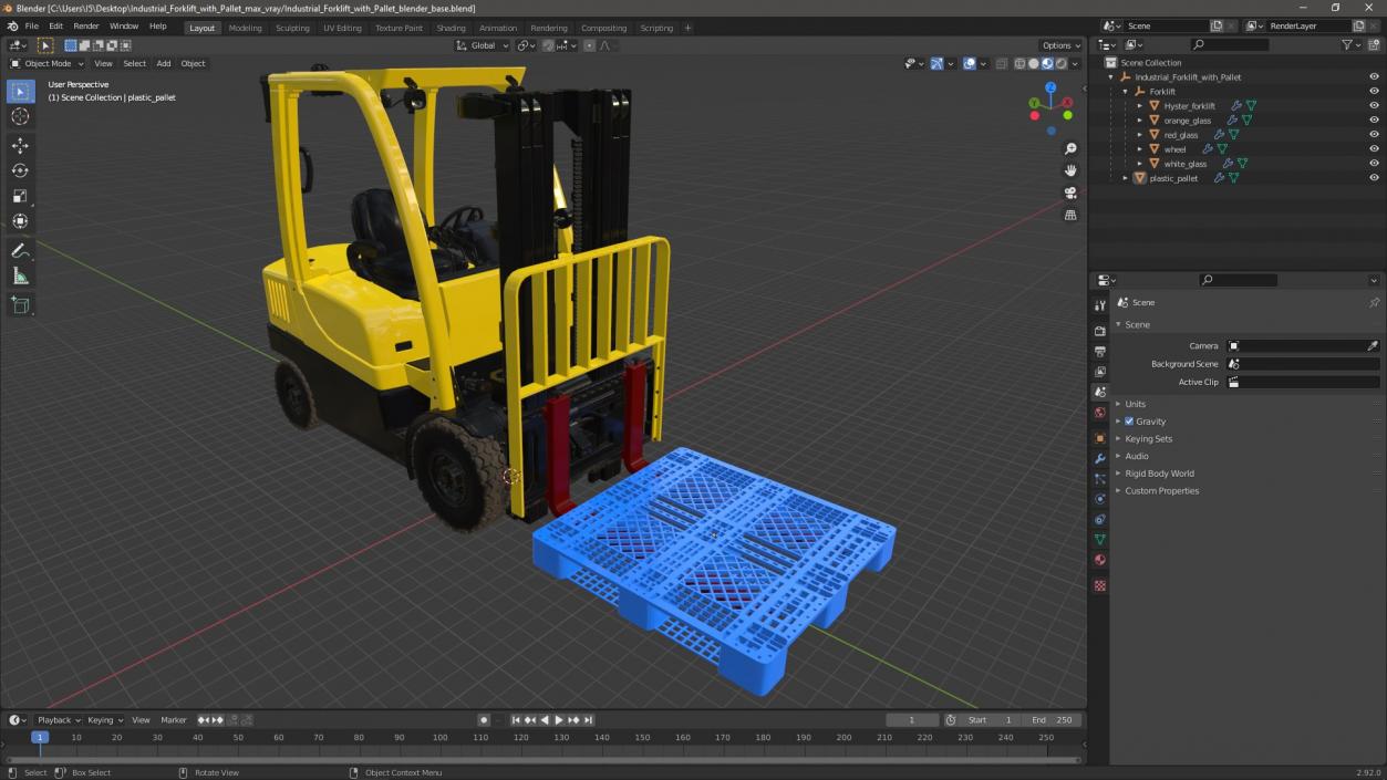 3D Industrial Forklift with Pallet