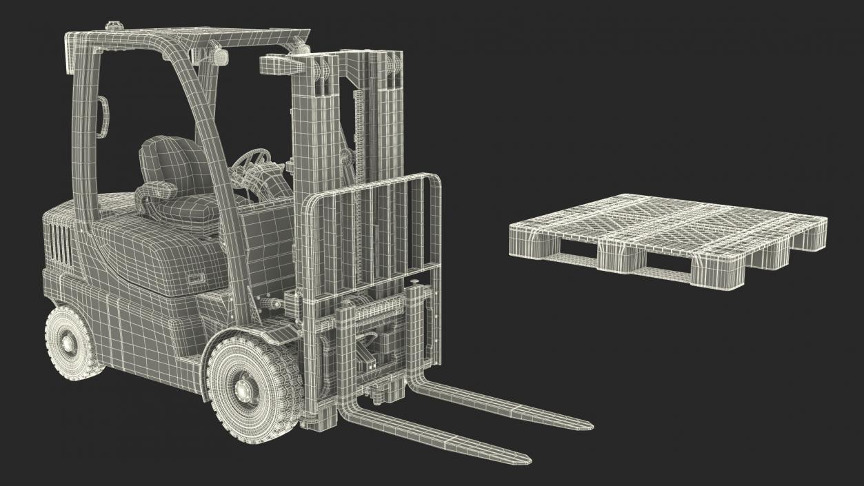 3D Industrial Forklift with Pallet