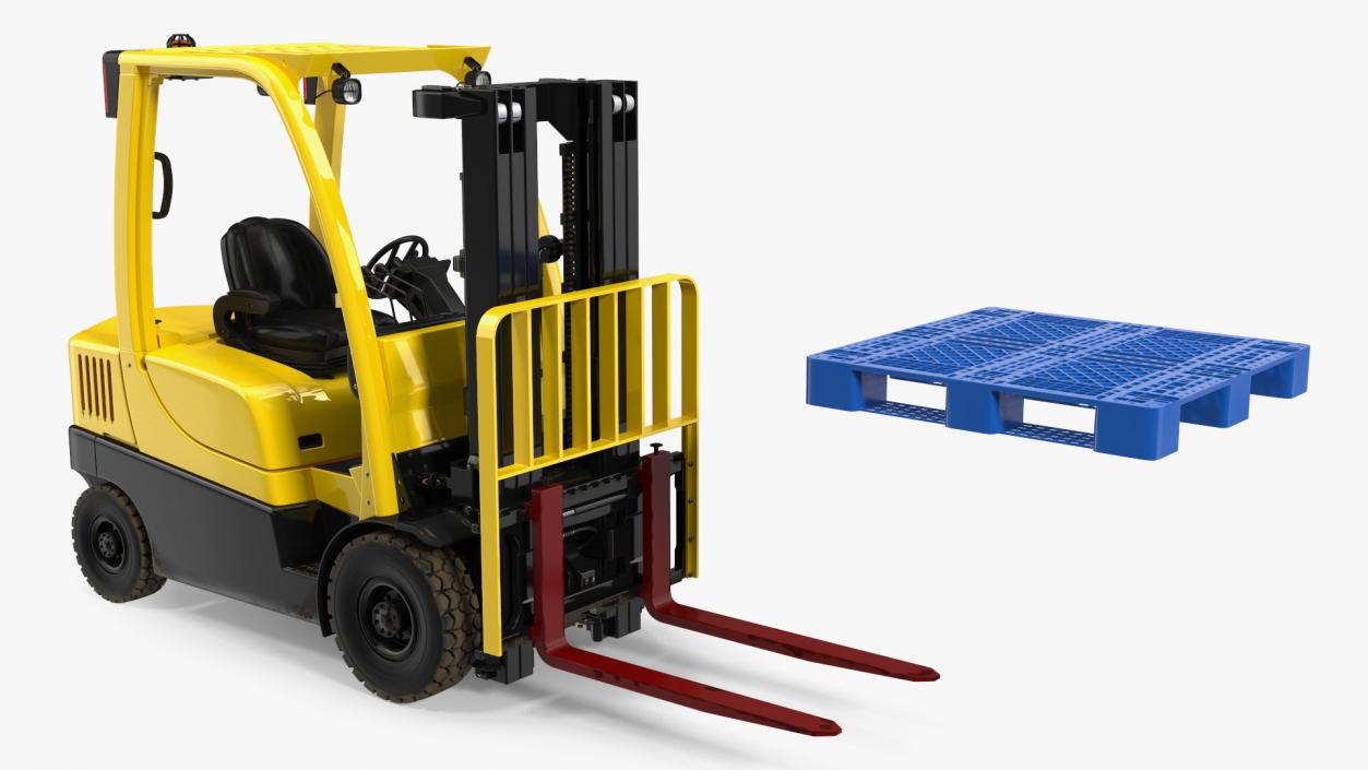 3D Industrial Forklift with Pallet