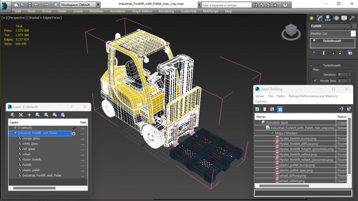 3D Industrial Forklift with Pallet