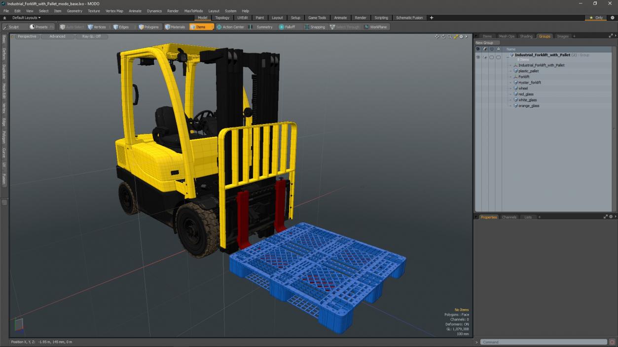 3D Industrial Forklift with Pallet