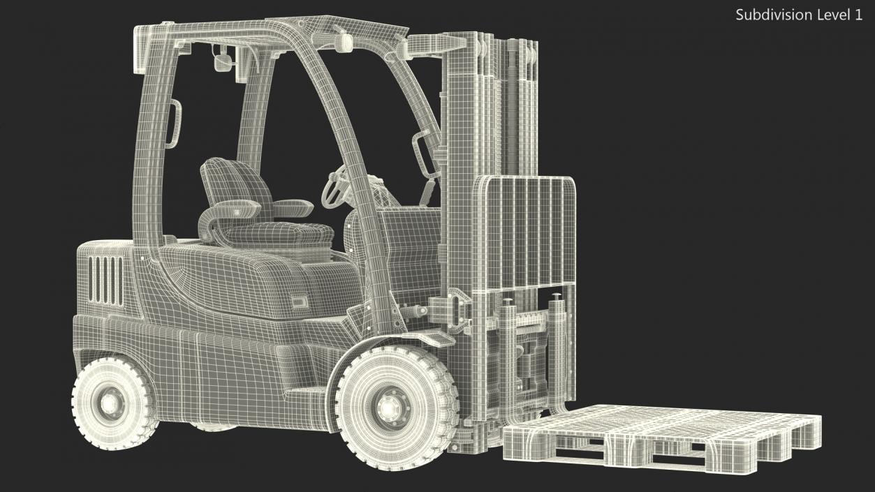 3D Industrial Forklift with Pallet