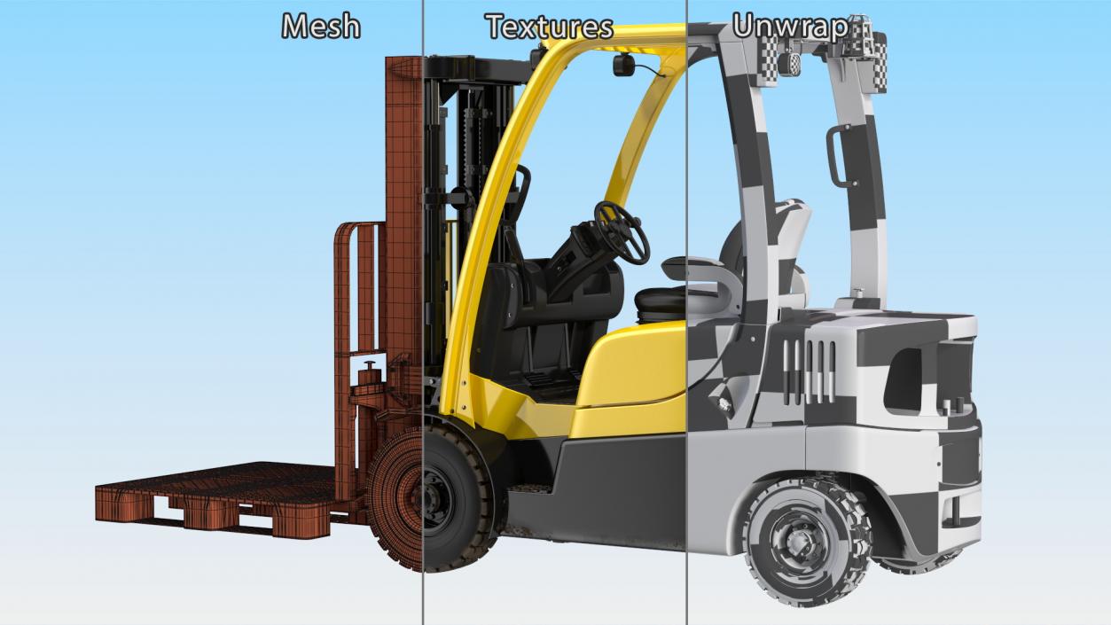 3D Industrial Forklift with Pallet