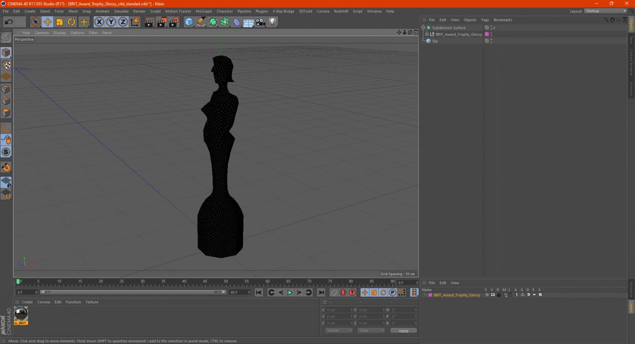 BRIT Award Trophy Glossy 3D model