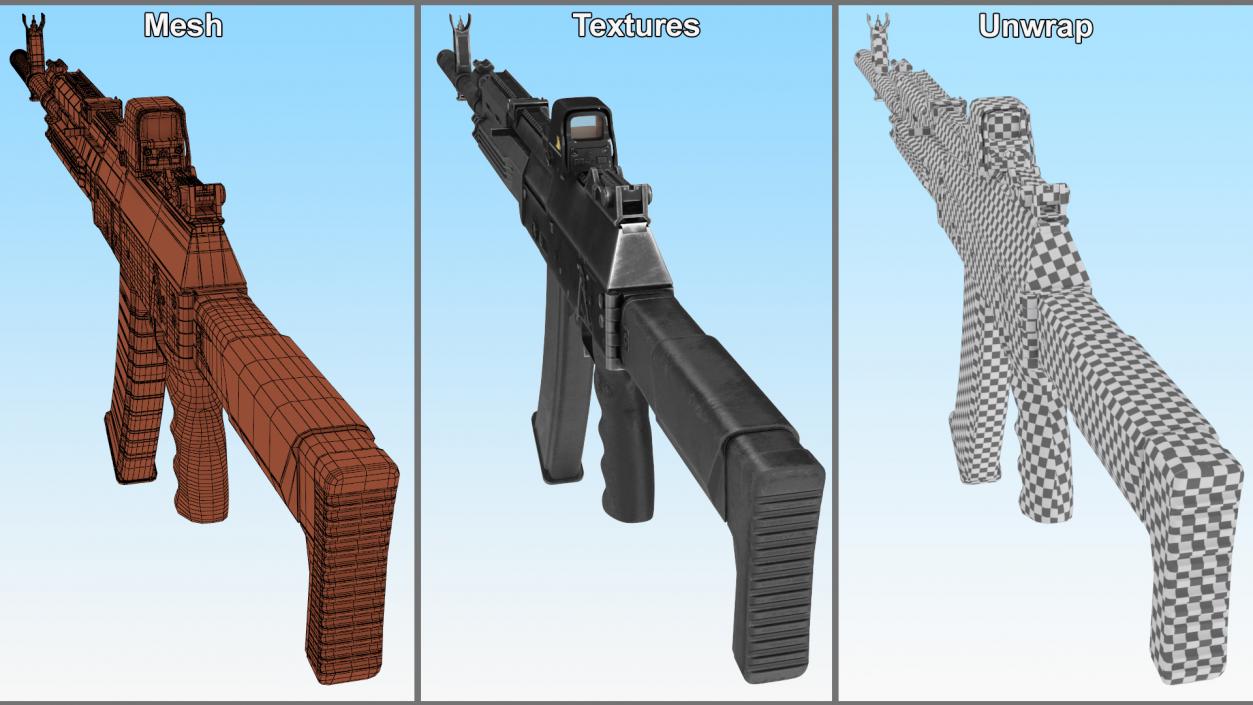 3D AK-12 2011 Assault Rifle with Holographic Sight Old