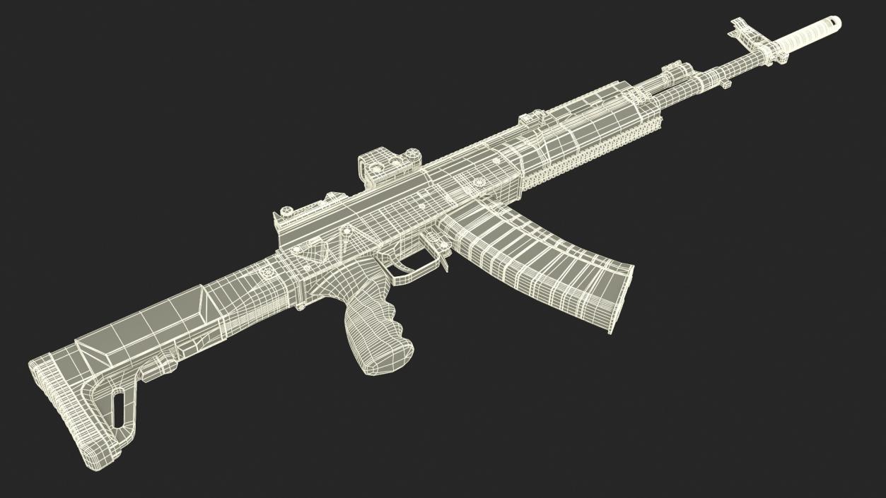 3D AK-12 2011 Assault Rifle with Holographic Sight Old