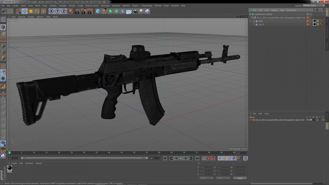 3D AK-12 2011 Assault Rifle with Holographic Sight Old