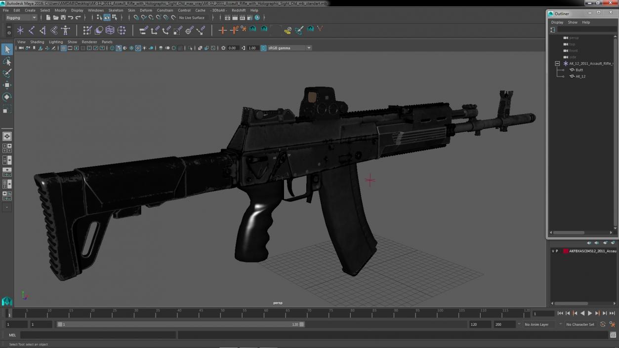 3D AK-12 2011 Assault Rifle with Holographic Sight Old