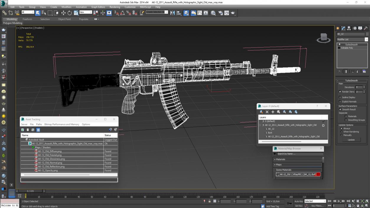 3D AK-12 2011 Assault Rifle with Holographic Sight Old