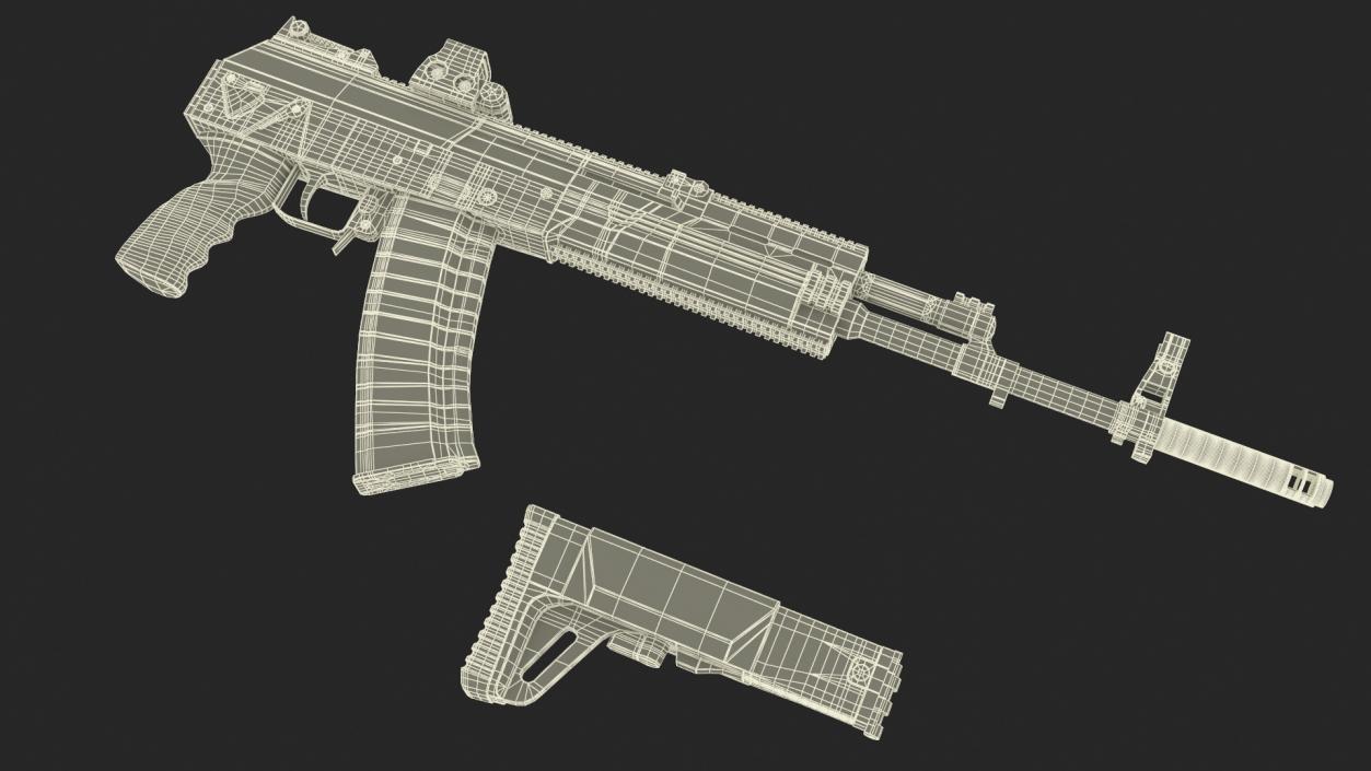 3D AK-12 2011 Assault Rifle with Holographic Sight Old