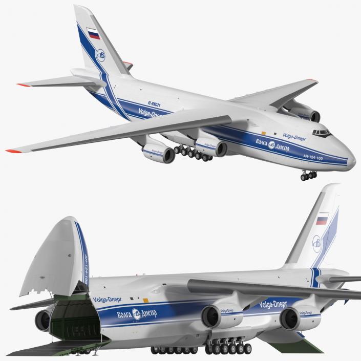 3D Antonov An124 Ruslan Aircraft Volga Dnepr Rigged model