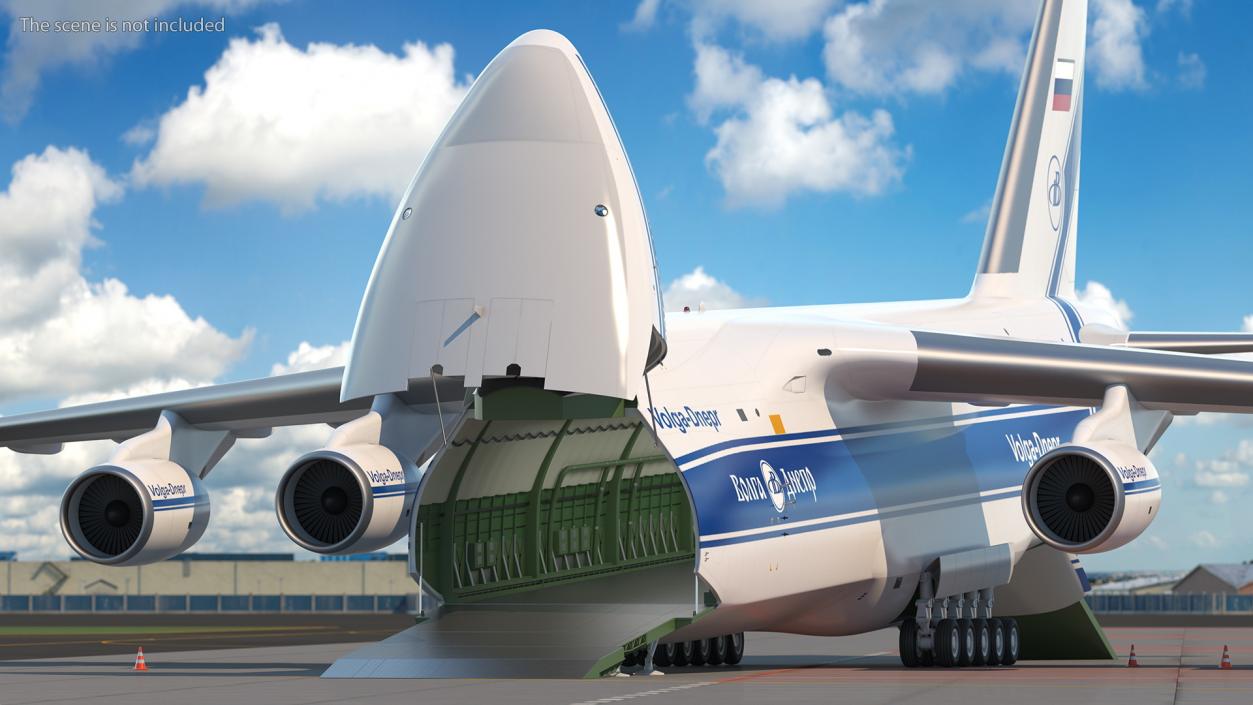 3D Antonov An124 Ruslan Aircraft Volga Dnepr Rigged model