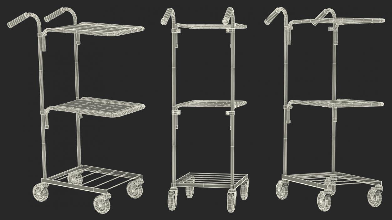 3D model Mini Trolley With Two Shelves Black