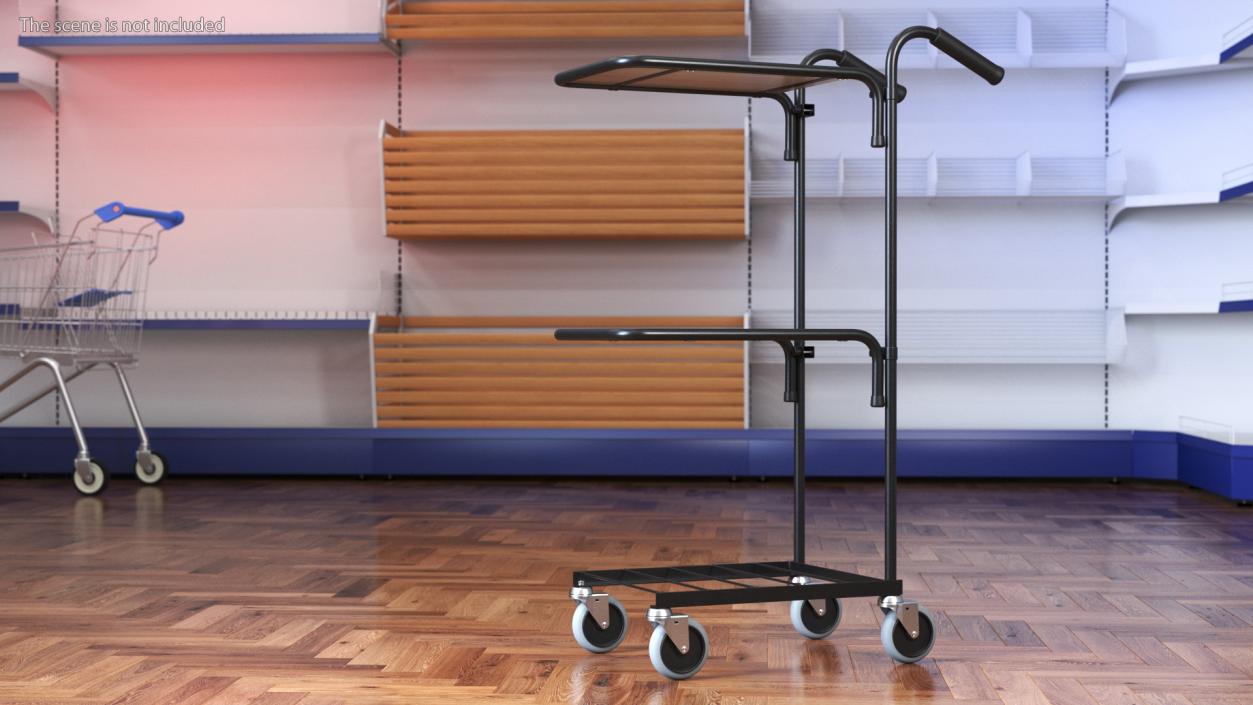 3D model Mini Trolley With Two Shelves Black