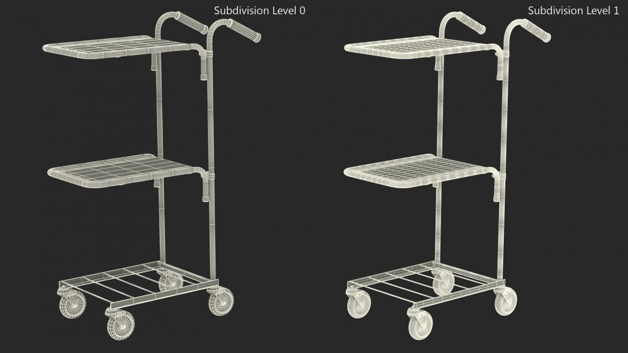 3D model Mini Trolley With Two Shelves Black