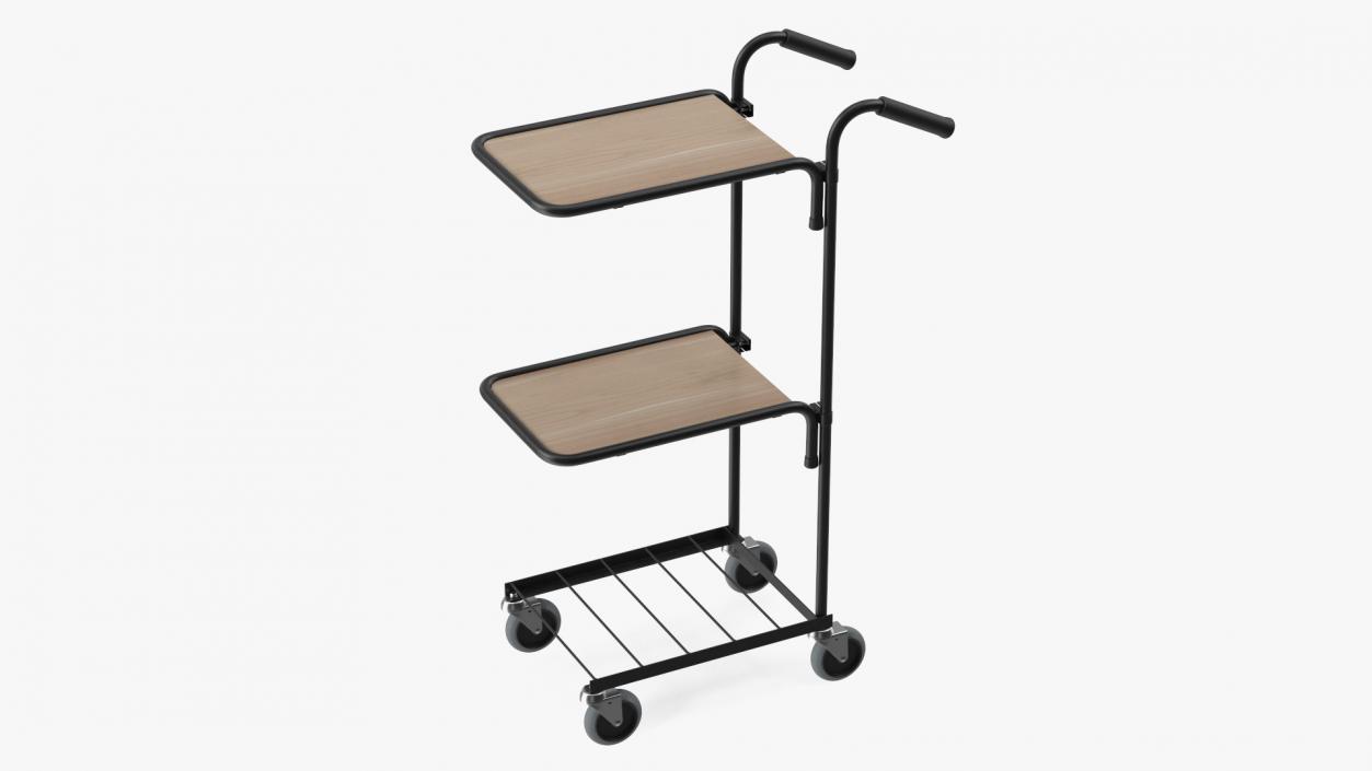 3D model Mini Trolley With Two Shelves Black