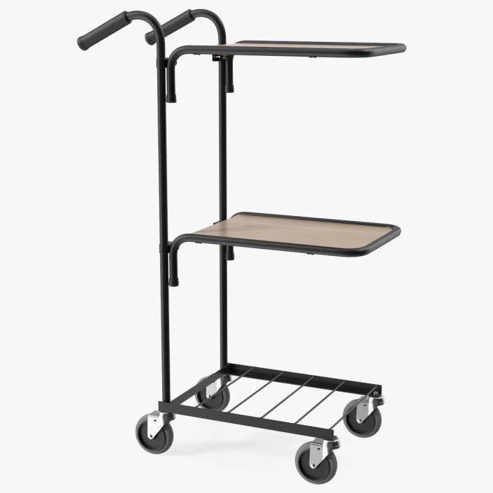 3D model Mini Trolley With Two Shelves Black