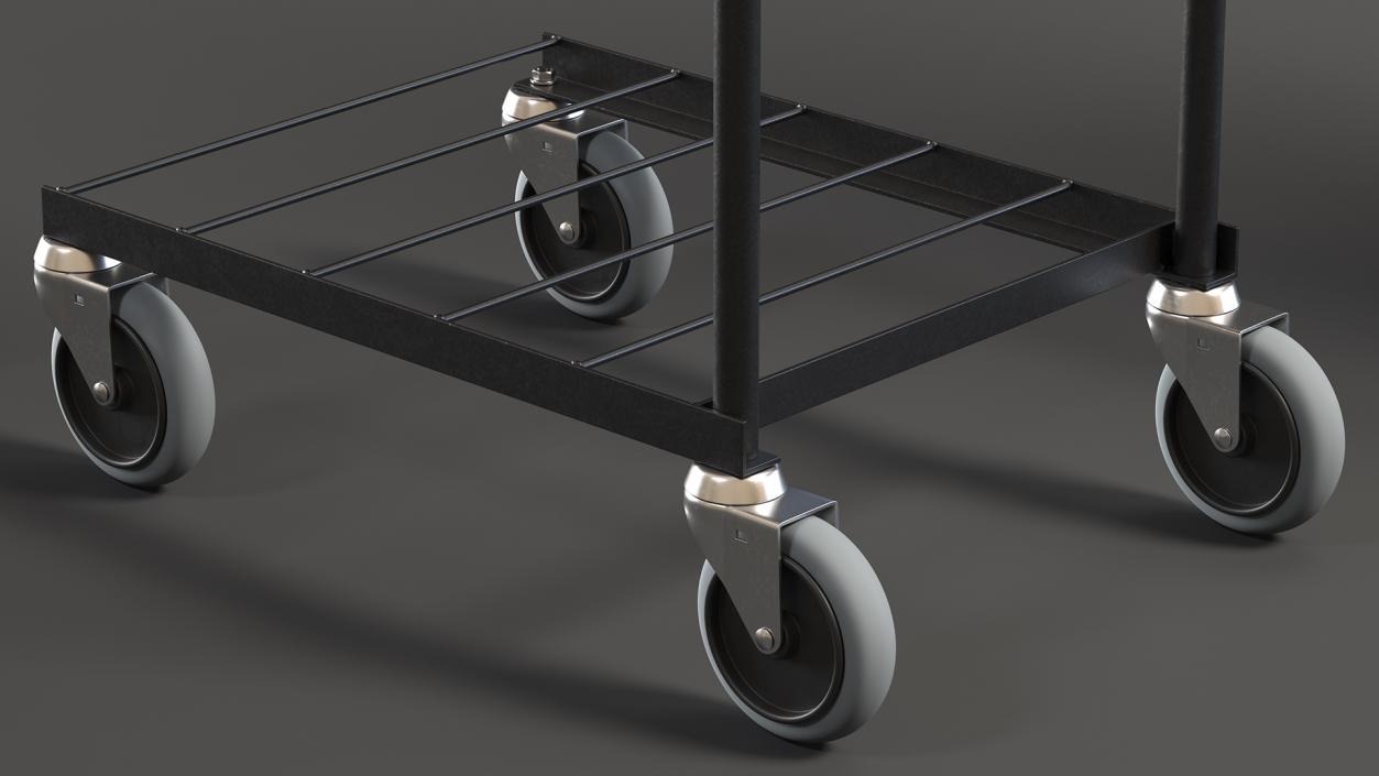 3D model Mini Trolley With Two Shelves Black