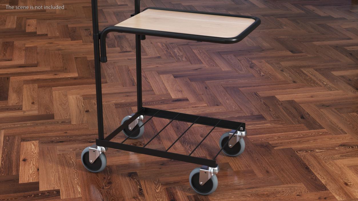 3D model Mini Trolley With Two Shelves Black