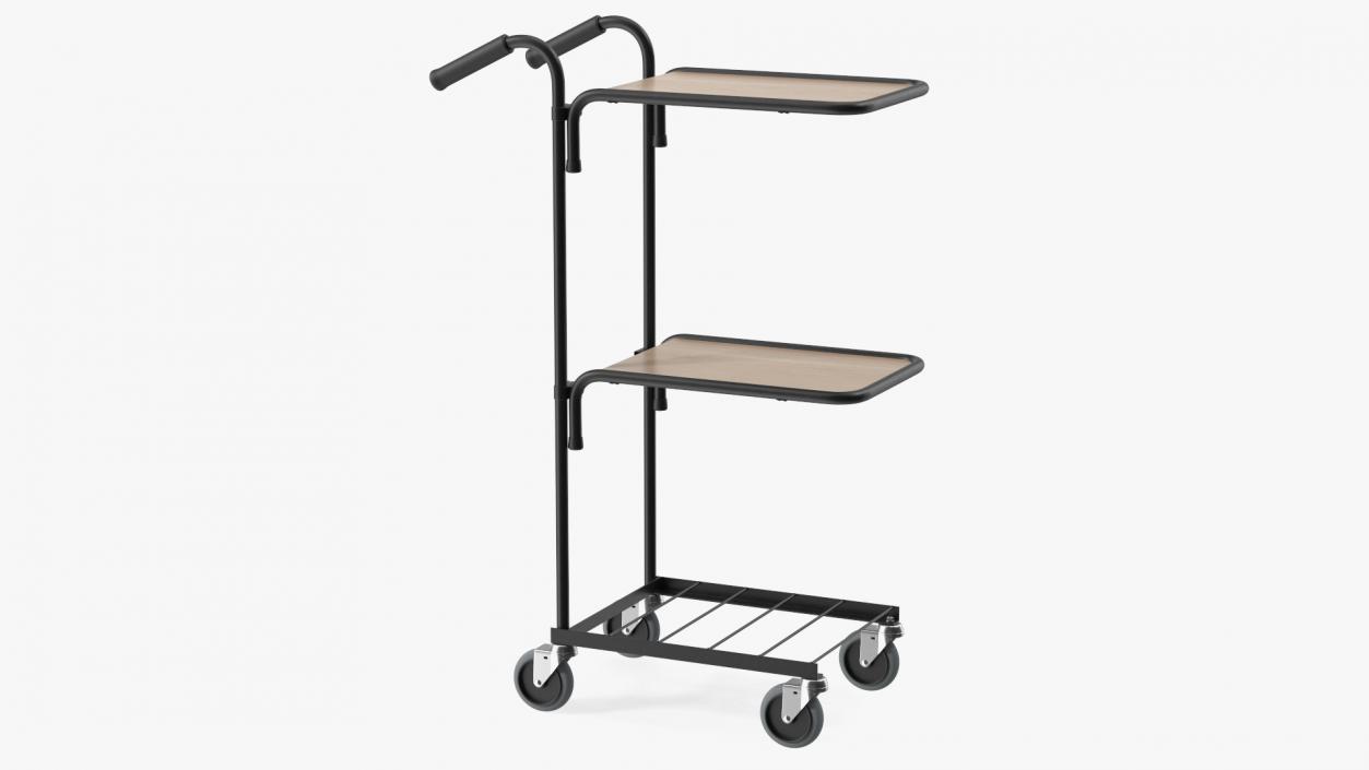 3D model Mini Trolley With Two Shelves Black