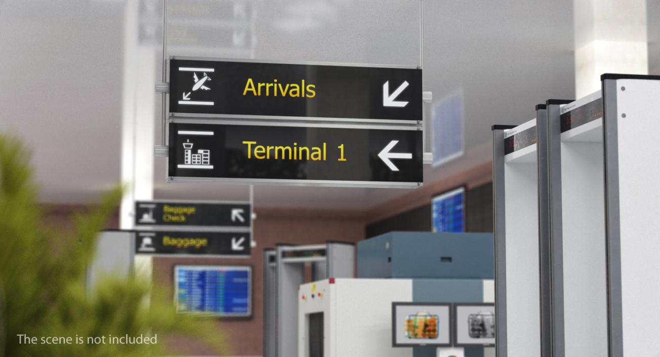 3D Airport Signs Arrivals Terminal