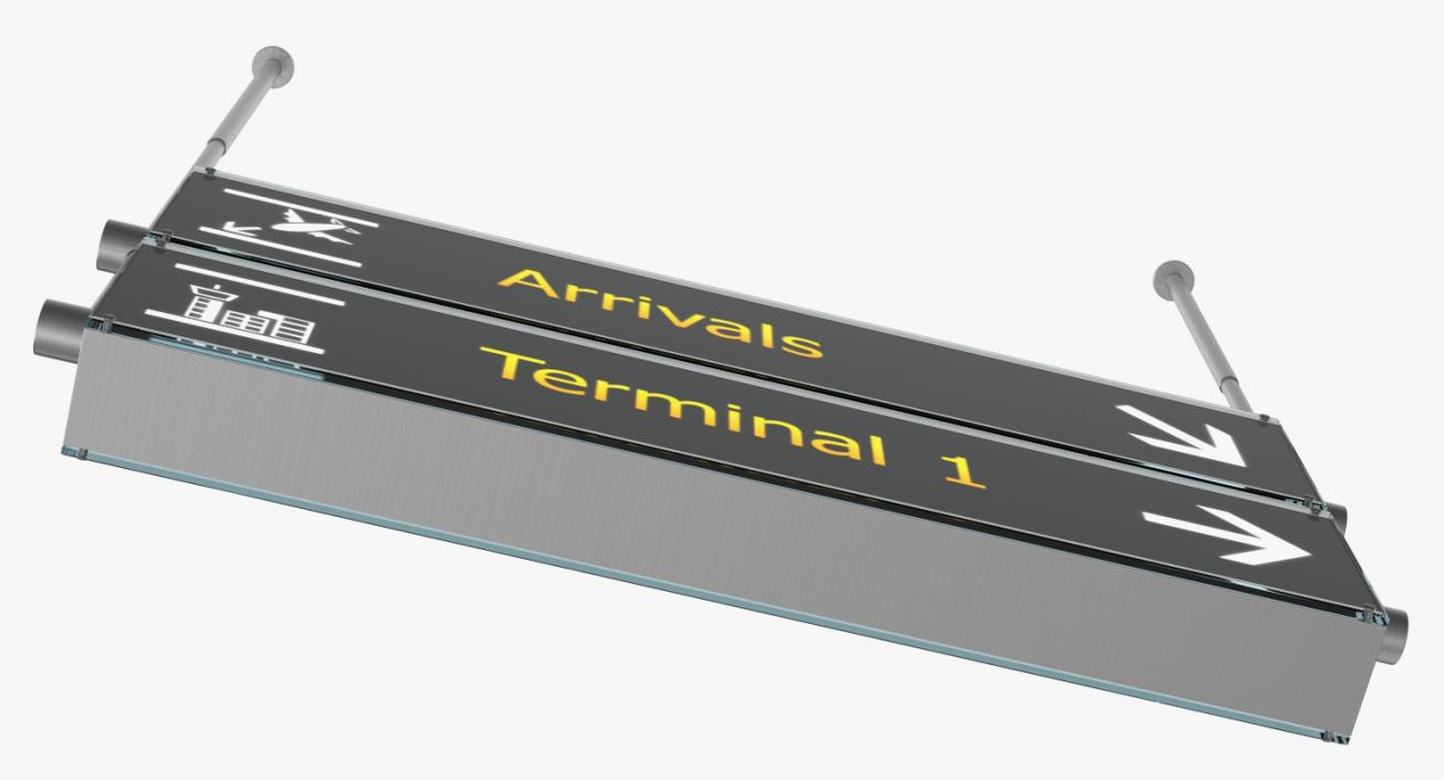 3D Airport Signs Arrivals Terminal