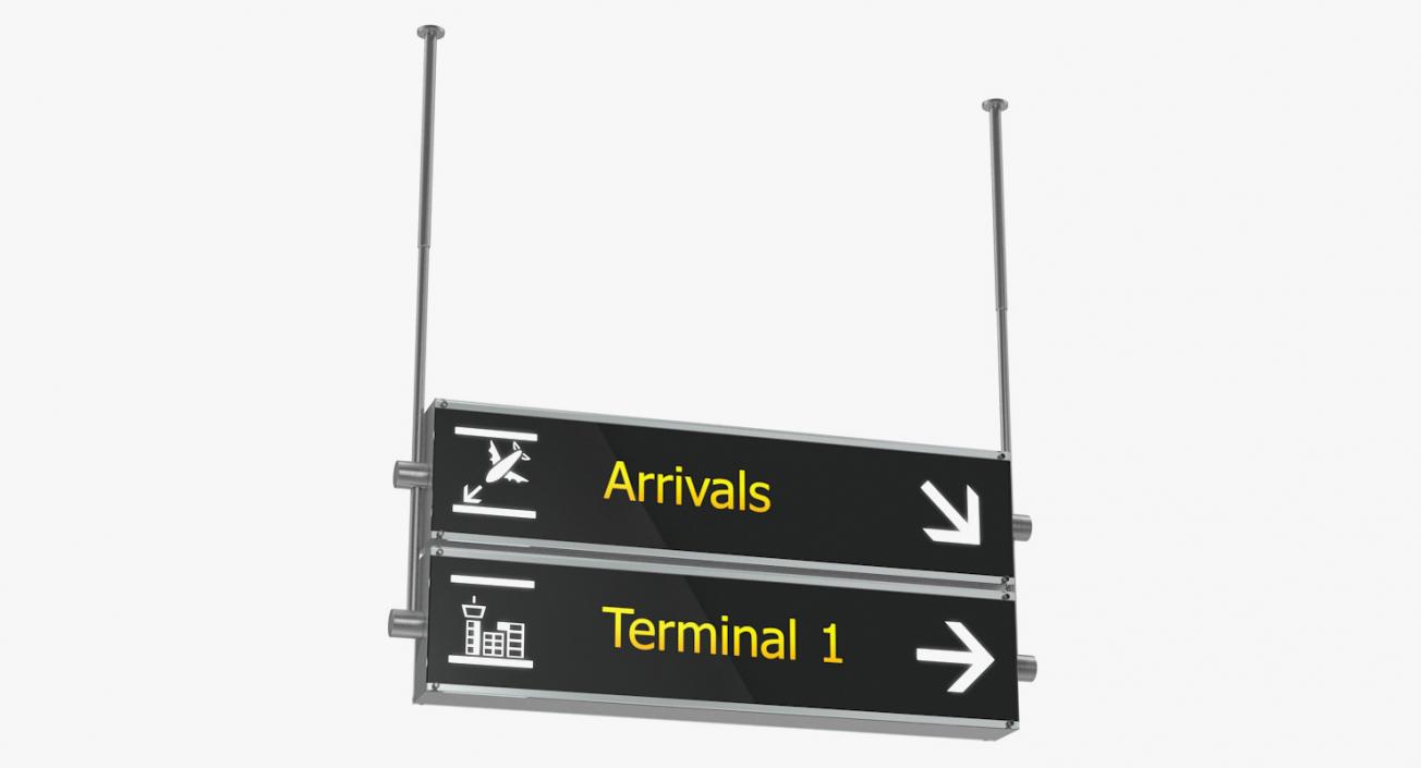 3D Airport Signs Arrivals Terminal