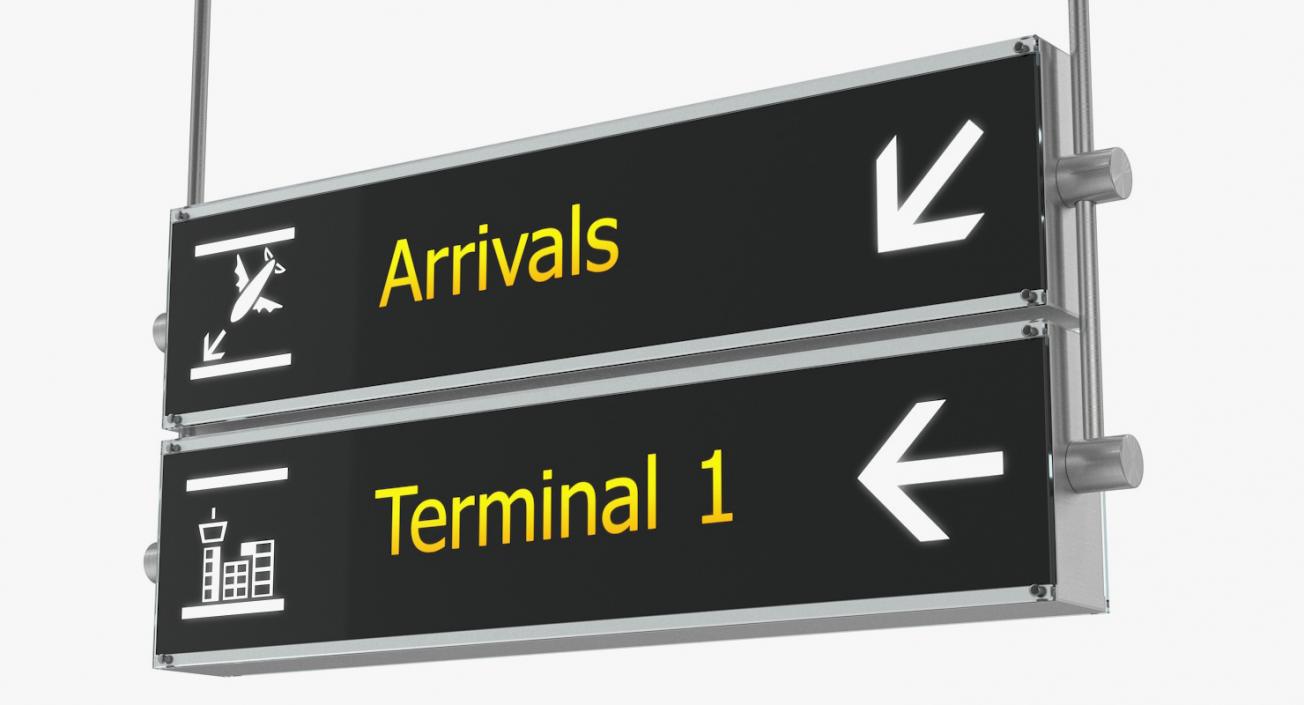 3D Airport Signs Arrivals Terminal